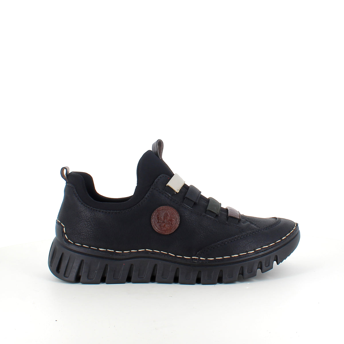 Rieker sko til dame i sort – fleksibel slip-on komfort