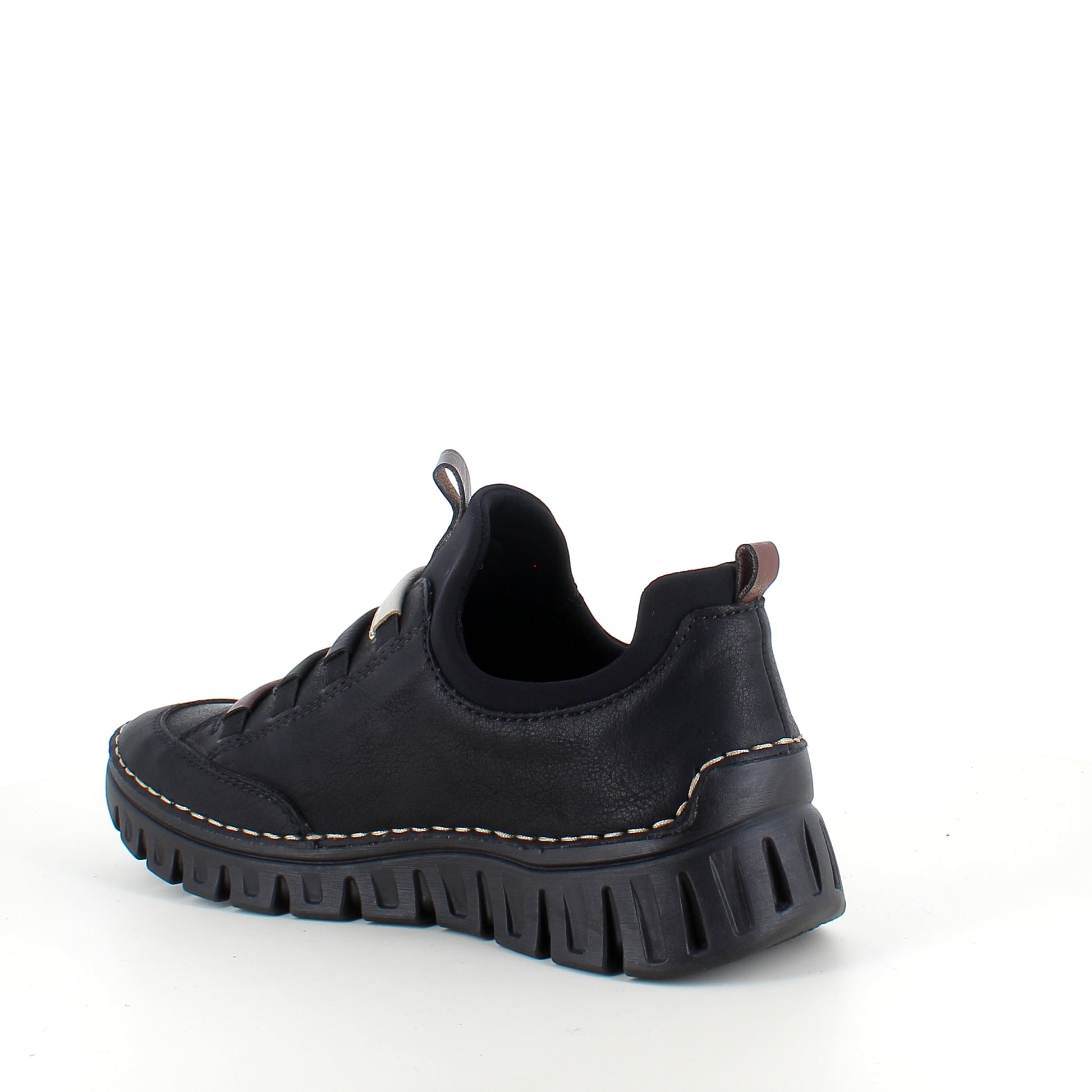 Rieker sko til dame i sort – fleksibel slip-on komfort