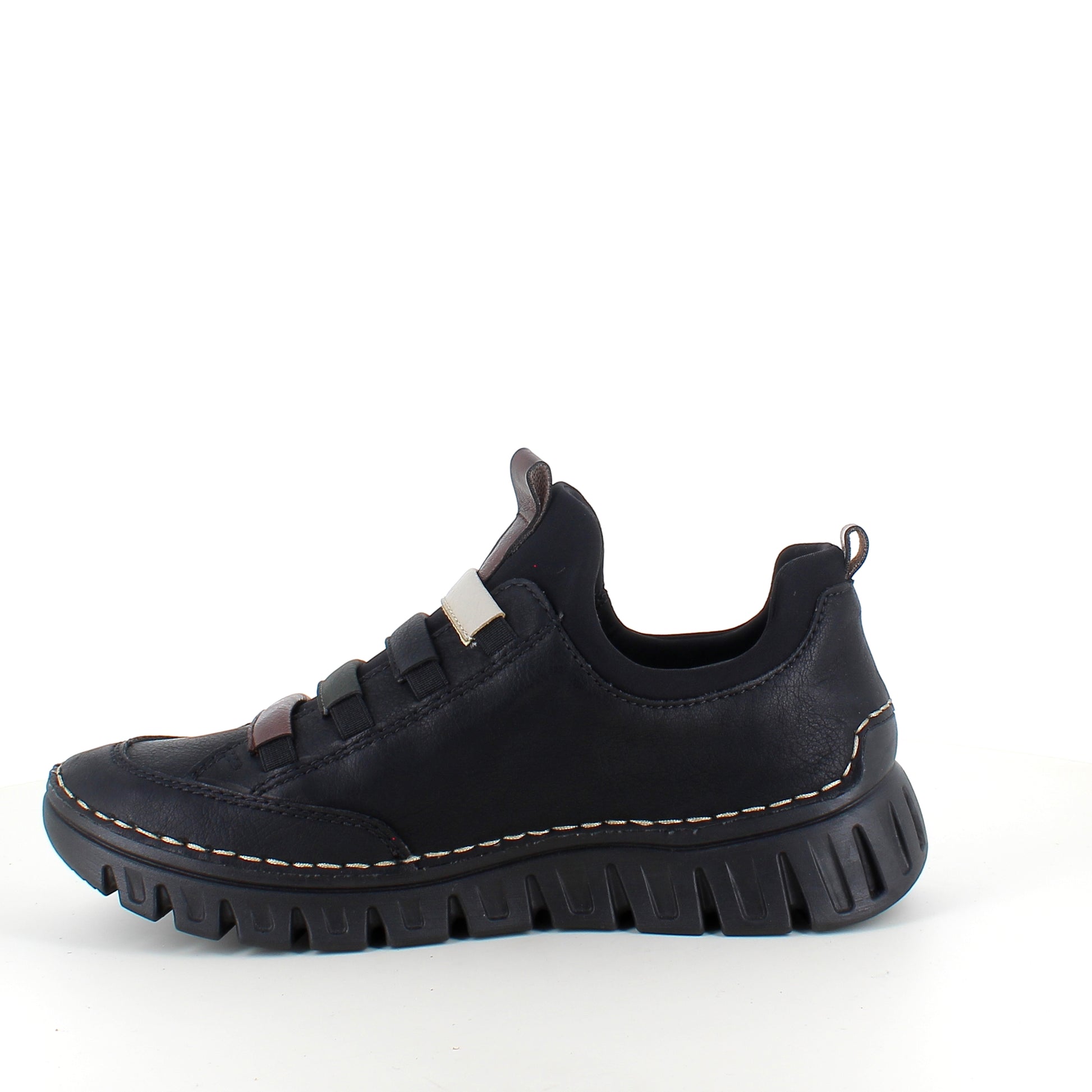 Rieker sko til dame i sort – fleksibel slip-on komfort