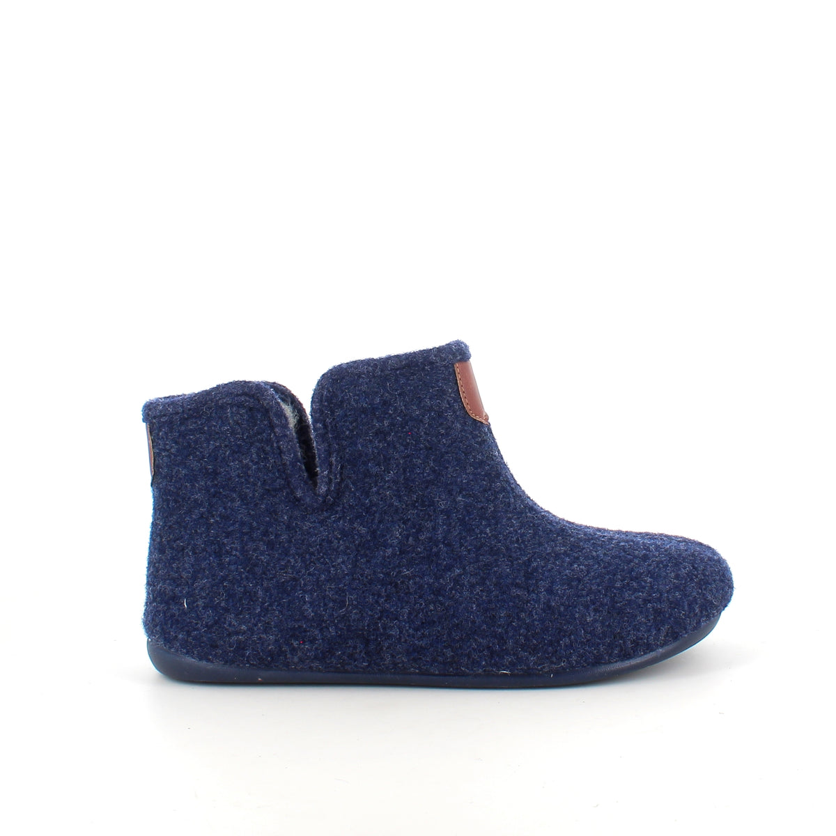 Marineblå filt hjemmesko med varmt for, bred pasform og udtagelig indersål