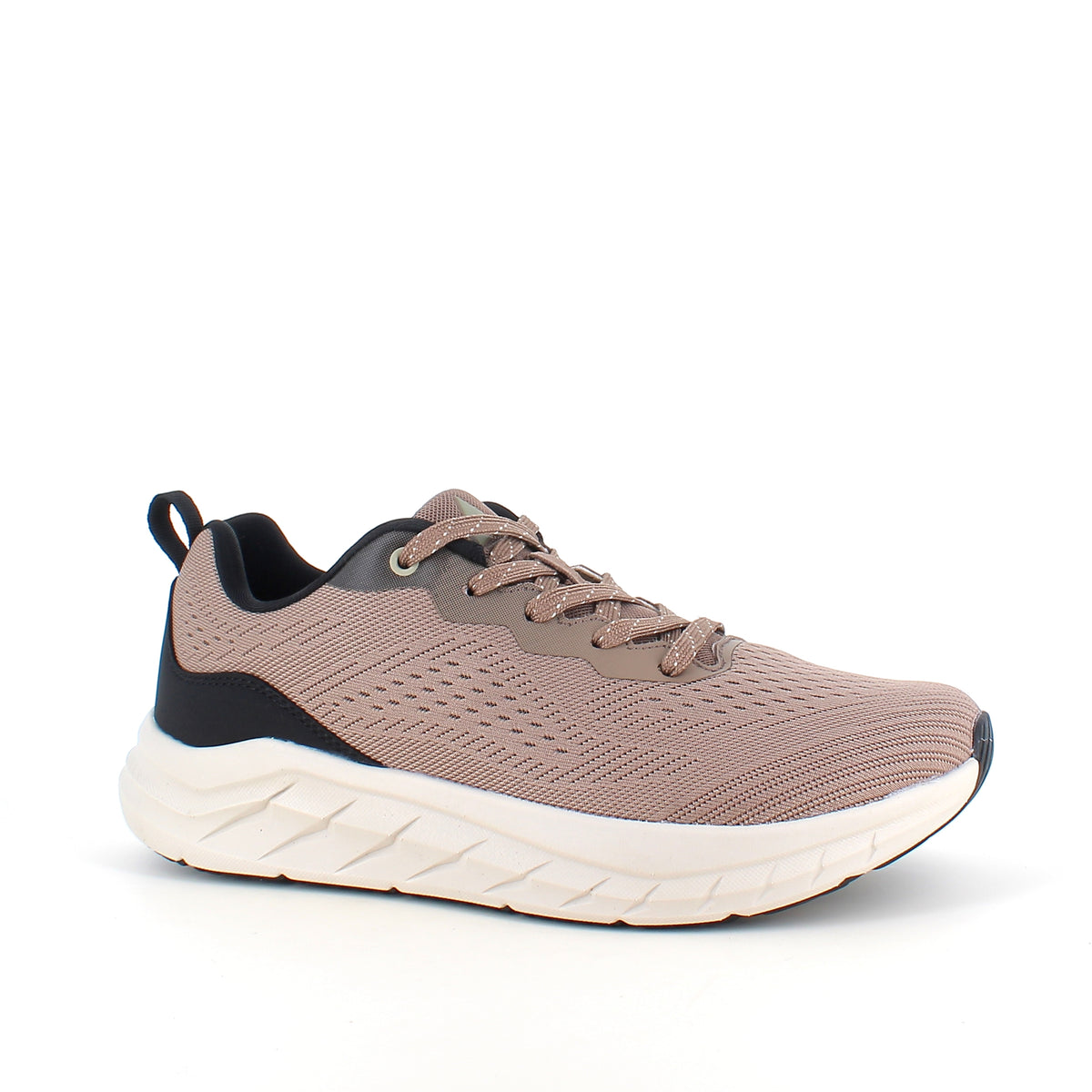 Ekstra bred sneaker med stødabsorbering og åndbar overdel i taupe