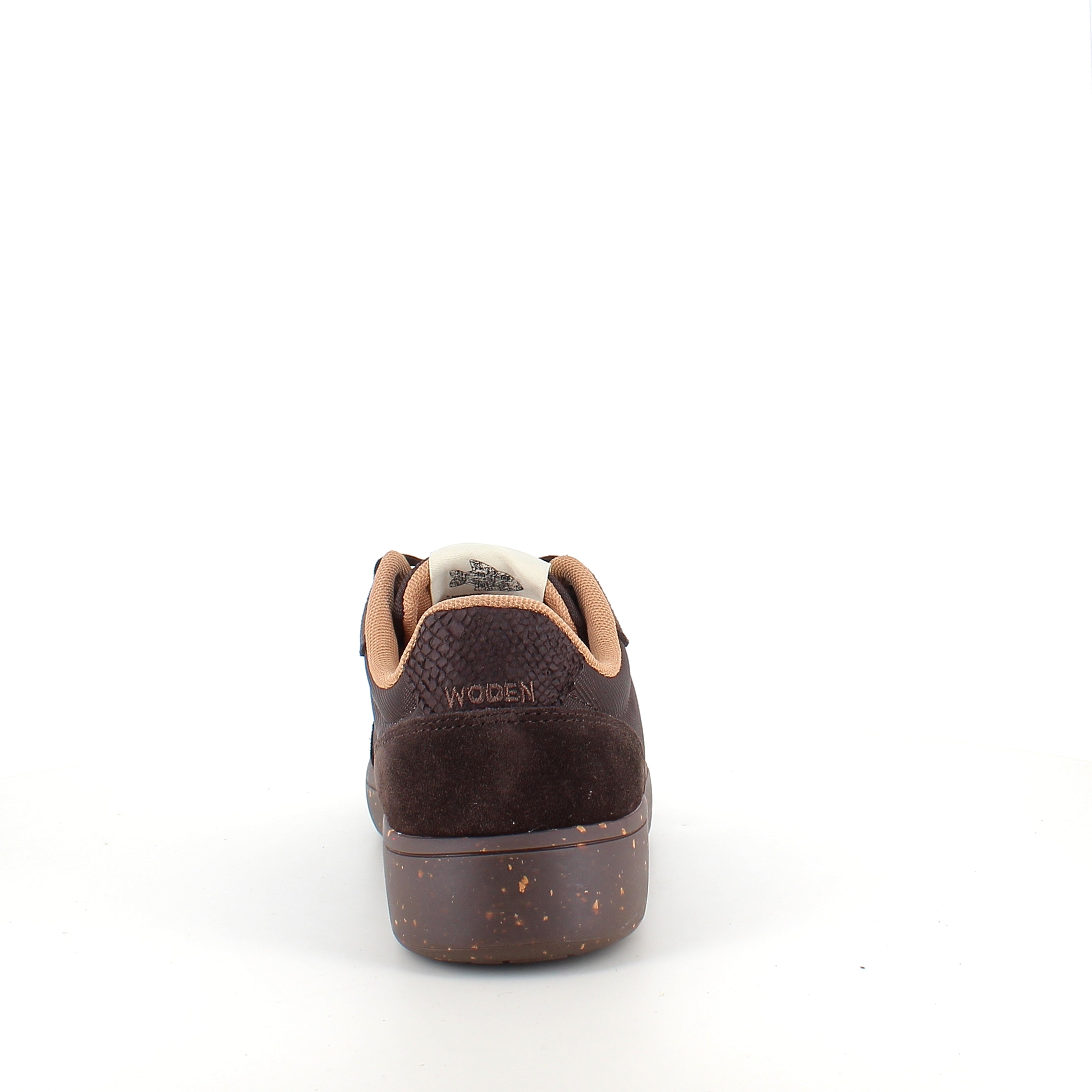 Woden Line Sneak – mørkebrun sneaker med gulddetaljer & blød komfort