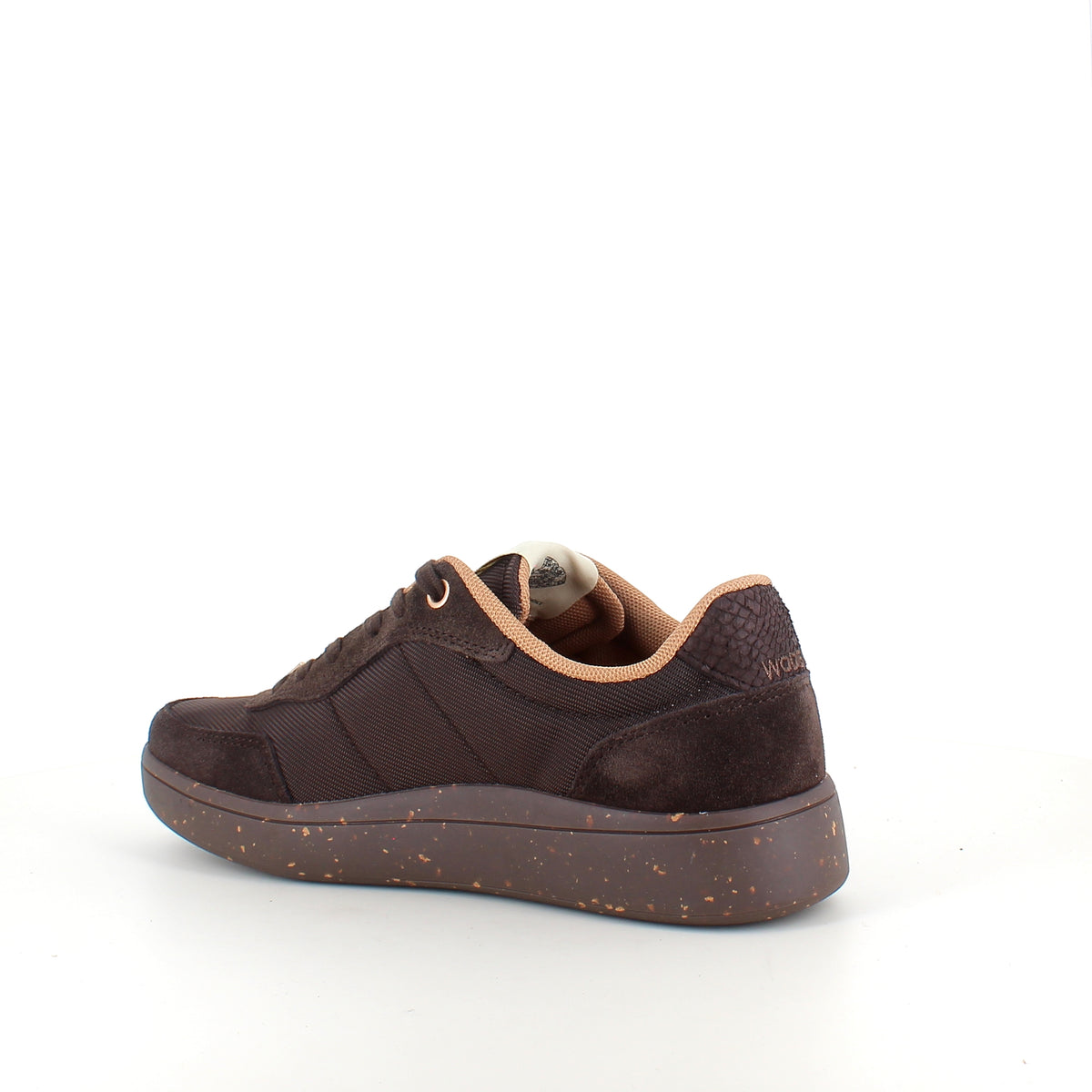Woden Line Sneak – mørkebrun sneaker med gulddetaljer & blød komfort