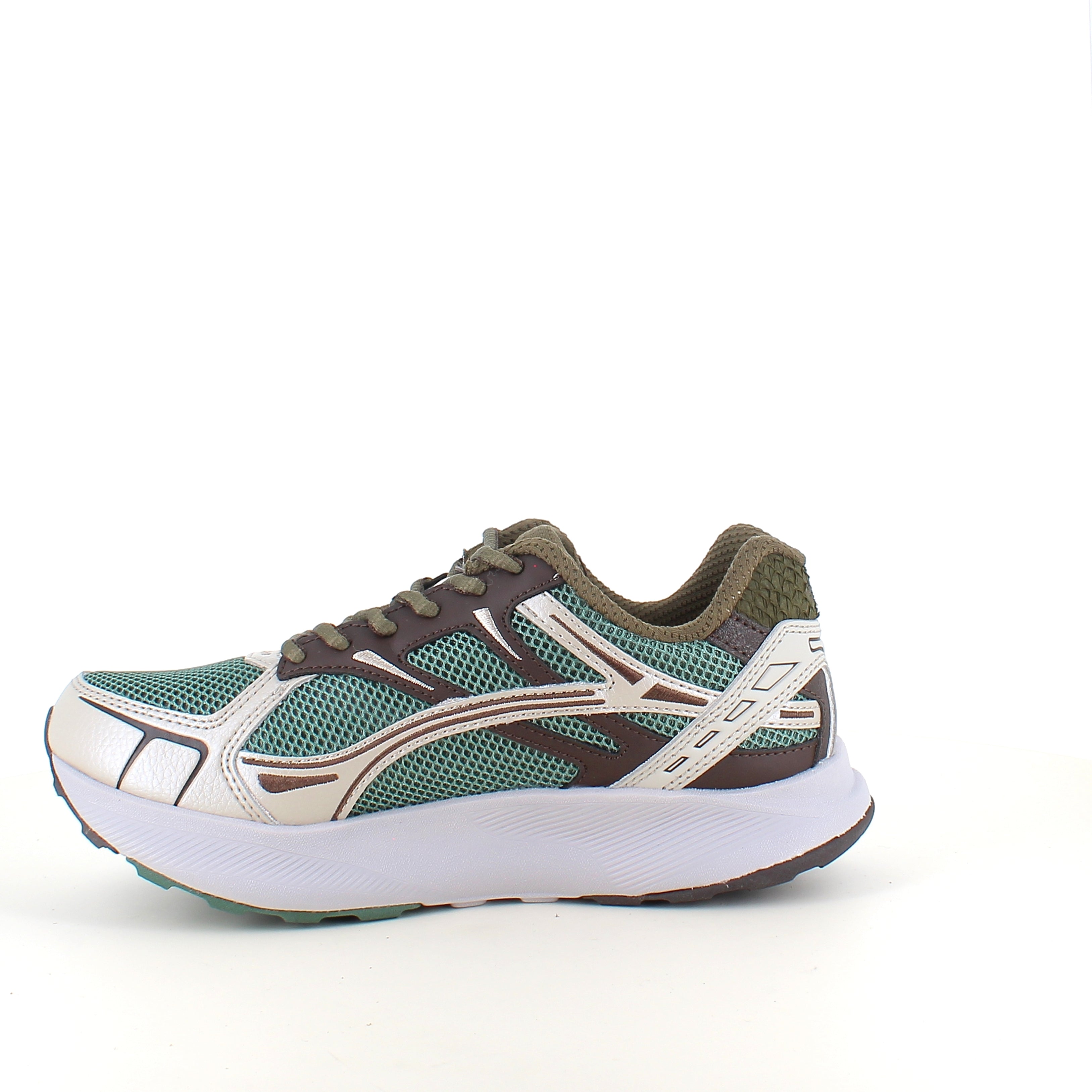 Woden Freja Runner – olivengrøn/brun sneaker med let gængesål