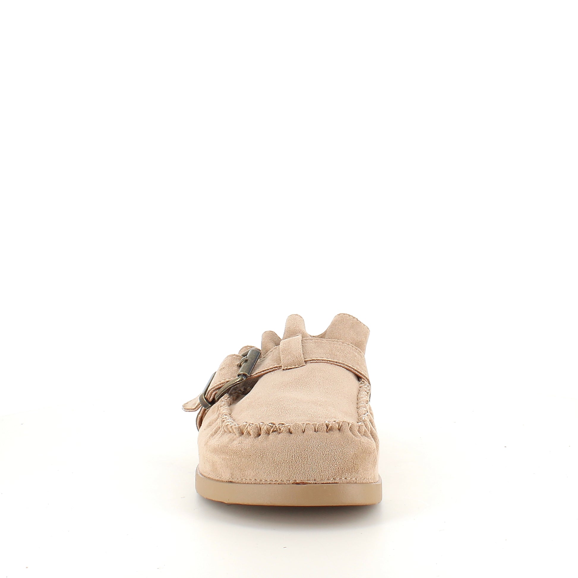 Loafer i ruskind med spænde og plisserede ruskindsdetaljer i taupe