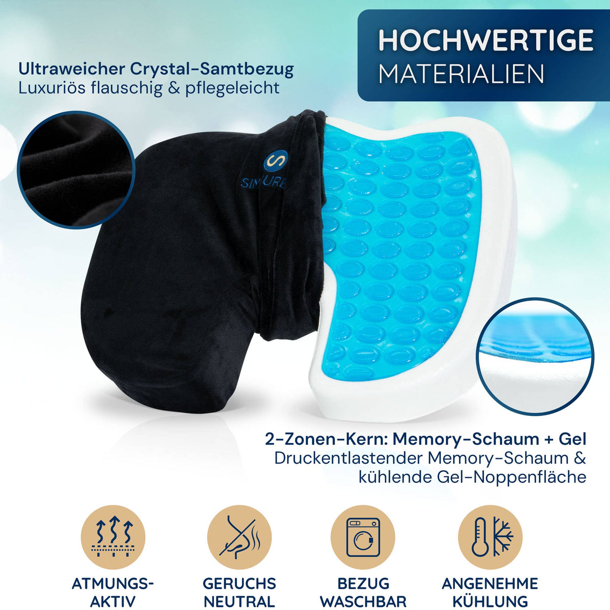 Ortopædisk siddepude – ergonomisk støtte med gel og memory foam
