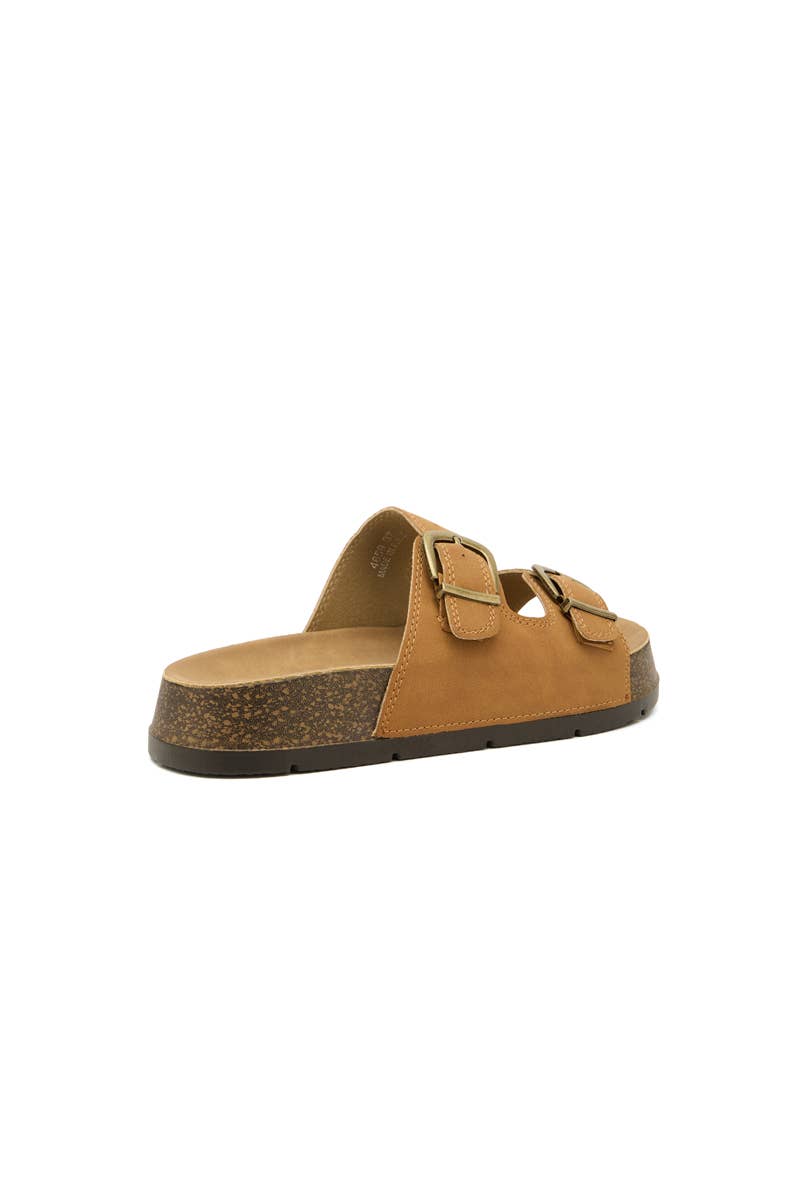 Plateau biosandal i lys brun nubuck – moderne komfort & justerbar pasform