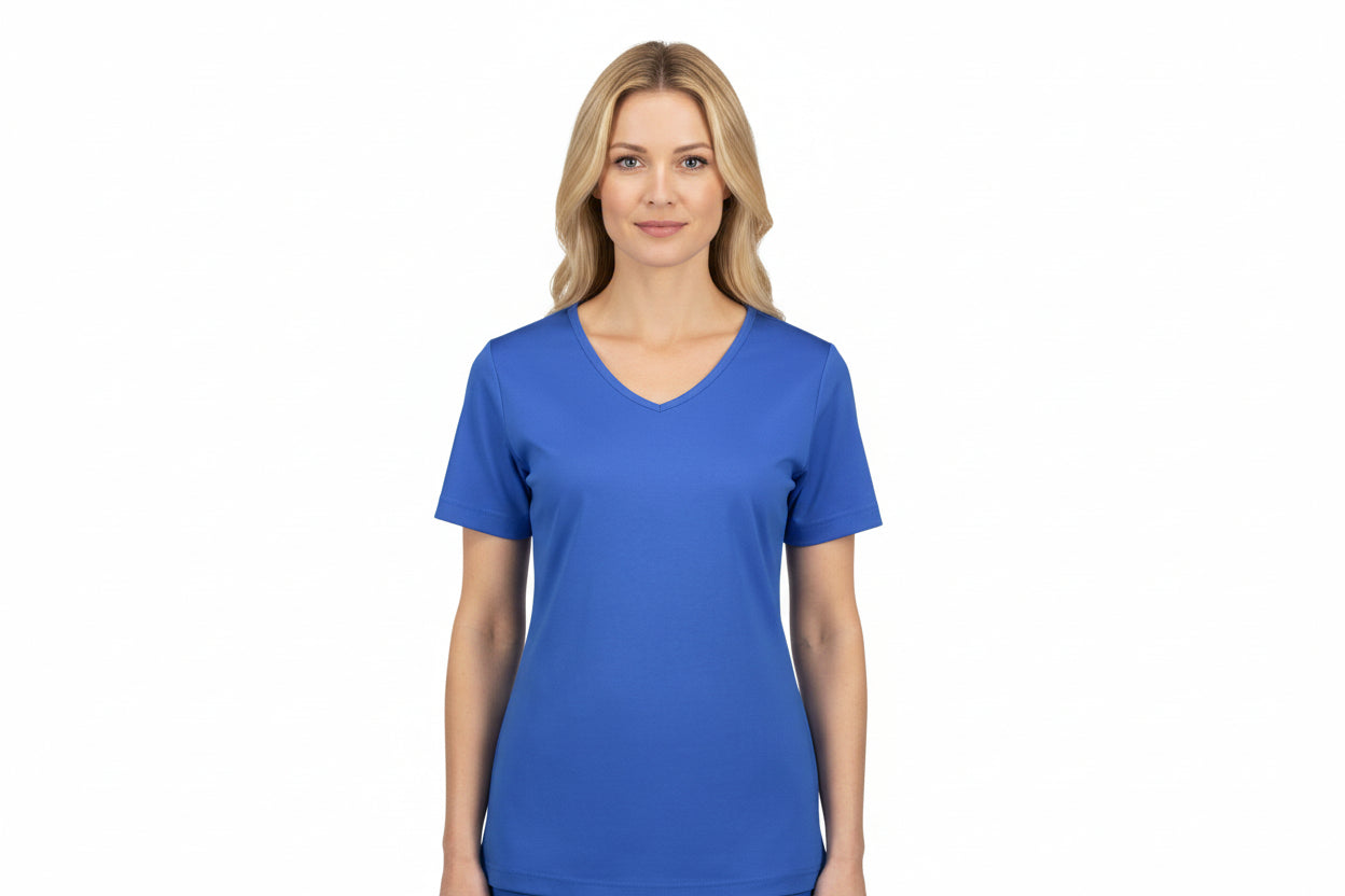 Blå t-shirt til dame med v-hals