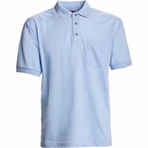 Nybo Lyseblå Herre Basic Poloshirt, Kortærmet, Slidstærk, Ribdetaljer, Brystlomme