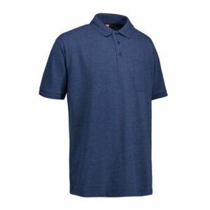 Nybo Blå Melange Herre Prowear Polo Shirt, Slidstærk, Brystlomme
