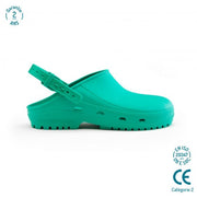 Grøn Autoklaverbar clog med antistatiske skridhæmmende såler