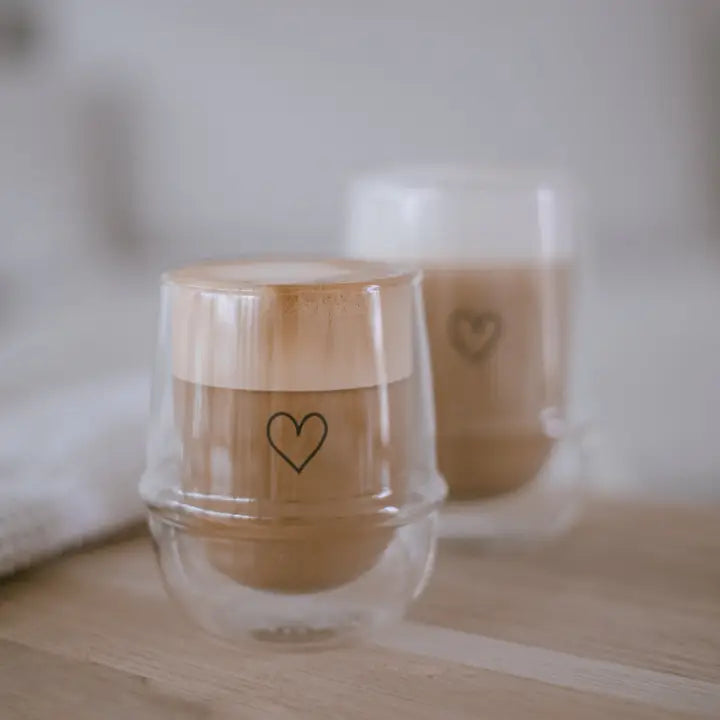 Dobbeltvægget glas med hjerte – elegant og funktionelt termoglas til kaffe & te