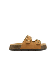 Plateau biosandal i lys brun nubuck – moderne komfort & justerbar pasform