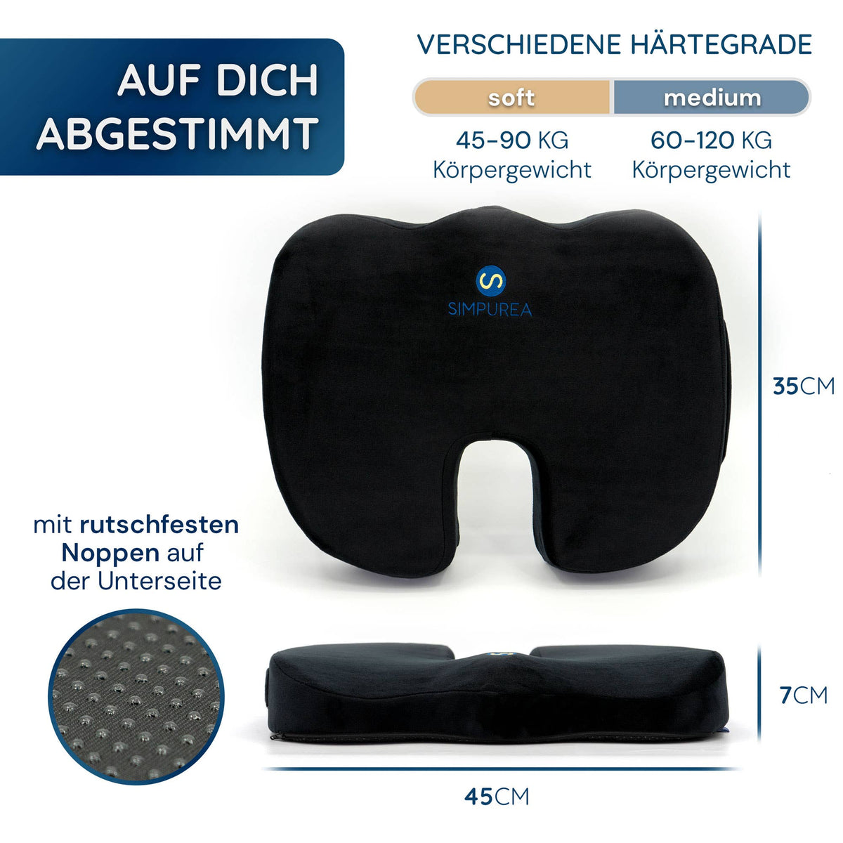 Ortopædisk siddepude – ergonomisk støtte med gel og memory foam
