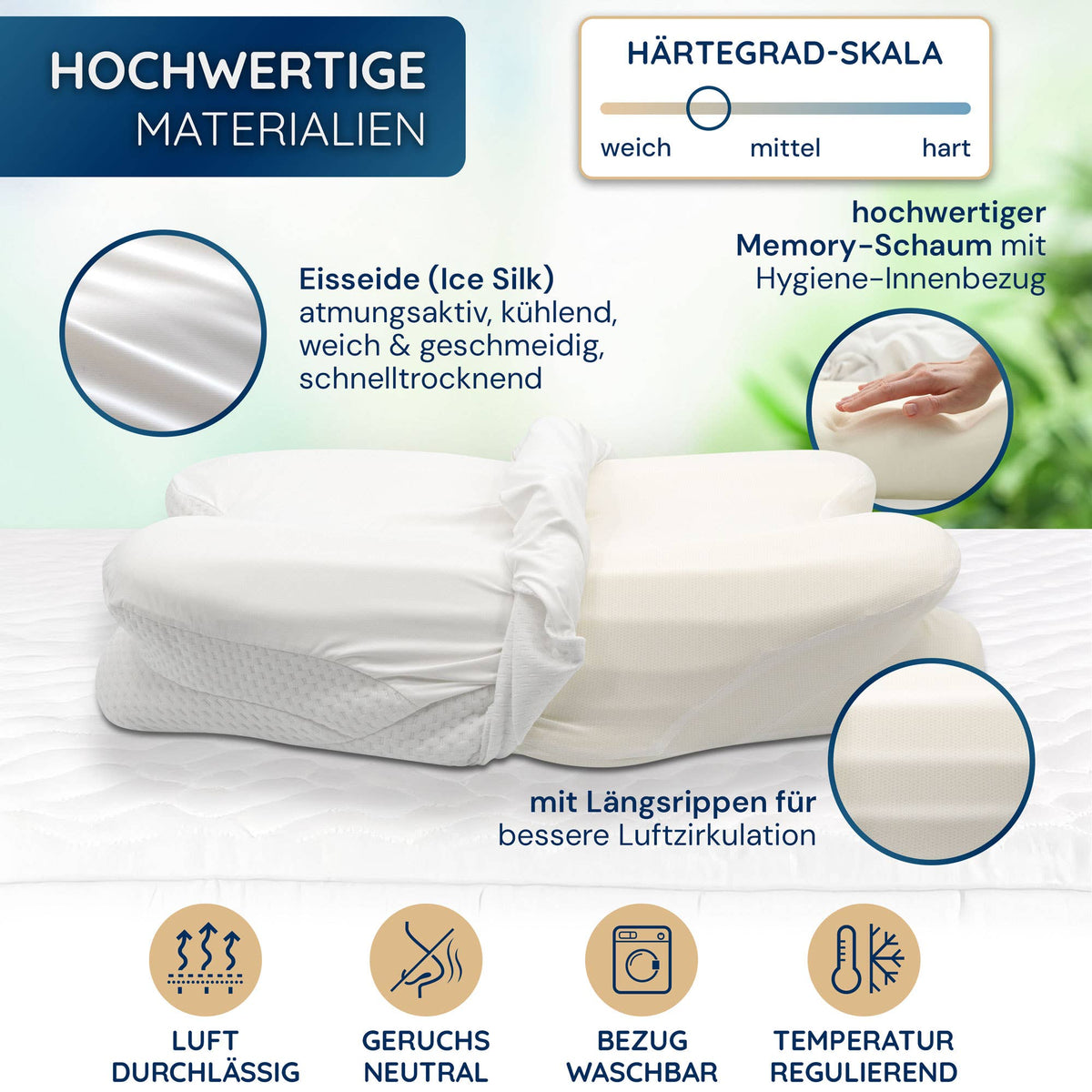 Ortopædisk hovedpude – ergonomisk memory foam med 2 højder