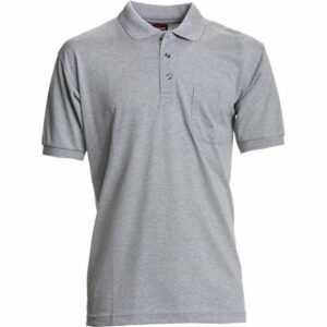 Nybo Grå Melange Herre Basic Polo T-shirt, Slidstærk, Brystlomme