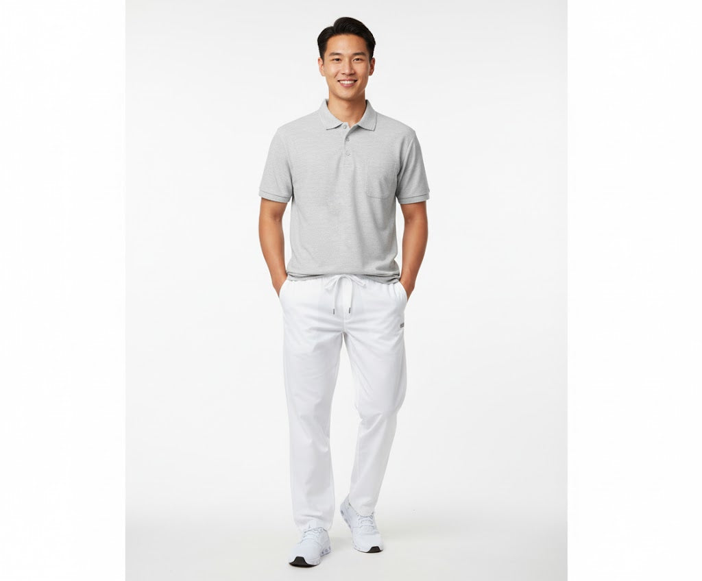 Nybo Grå Melange Herre Prowear Poloshirt, Slidstærk, Brystlomme