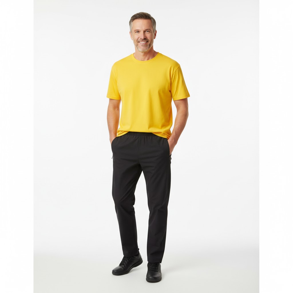Nybo Gul Herre Basic T-Shirt, Klassisk Model, Holder Faconen