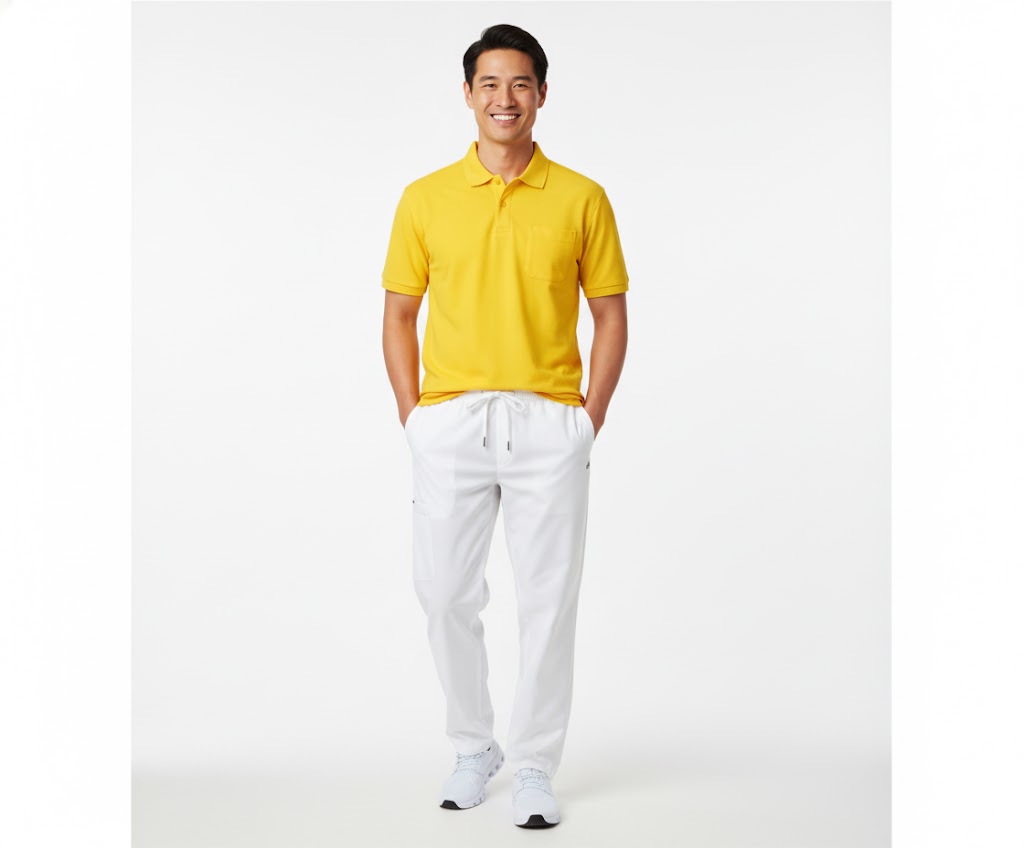 Nybo Gul Herre Basic Polo T-shirt, Slidstærk, Brystlomme