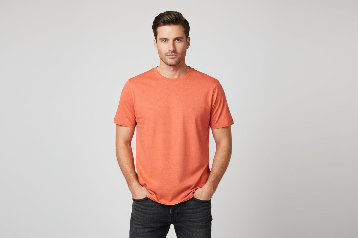 Koral farvet slidstærk t-shirt til mænd