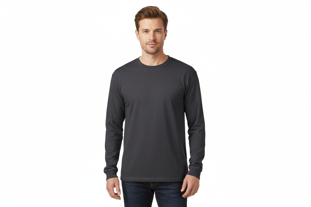 Slidstærk langærmet t-shirt til mænd i mørkegrå