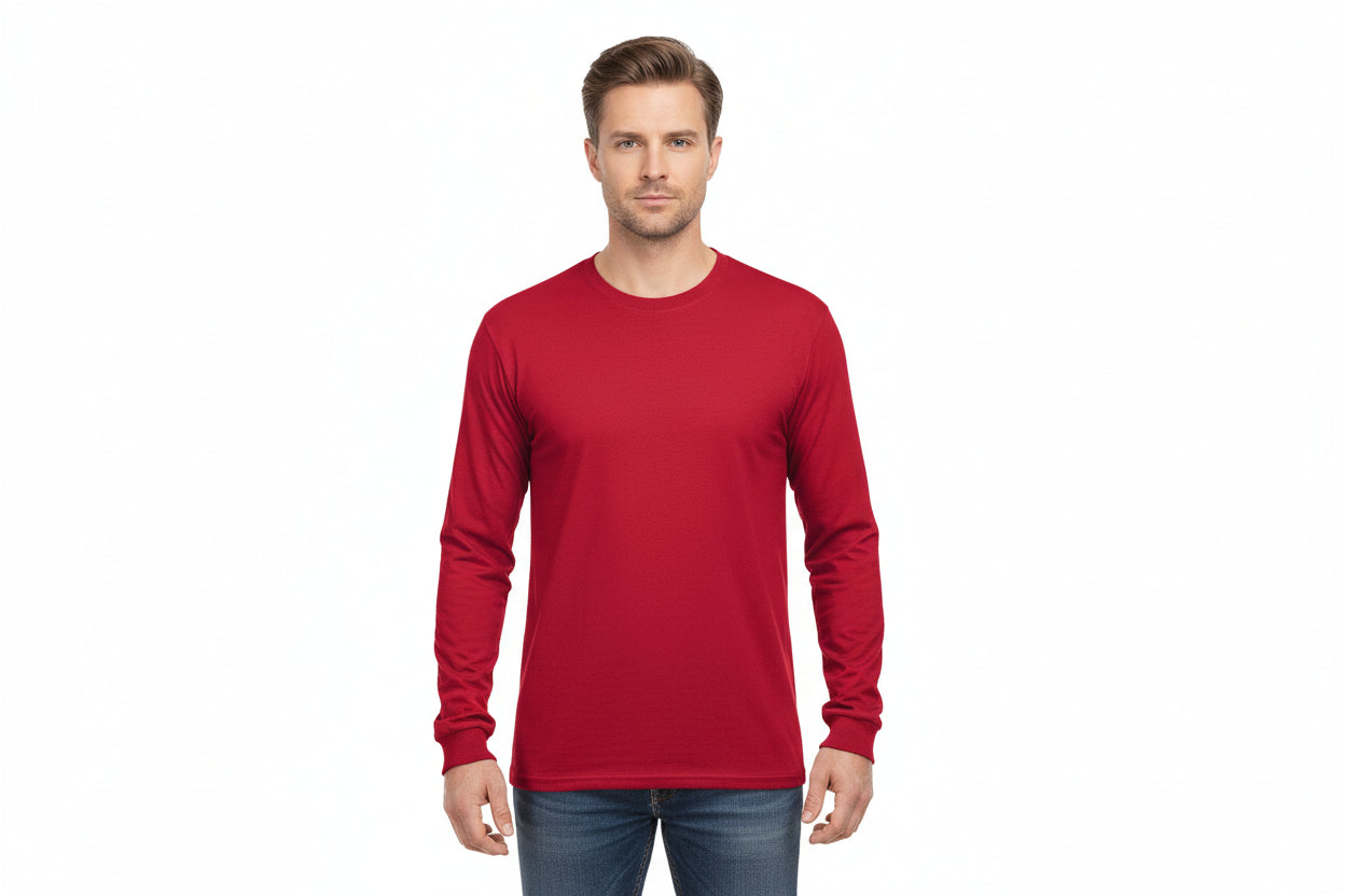 Slidstærk langærmet t-shirt til mænd i rød