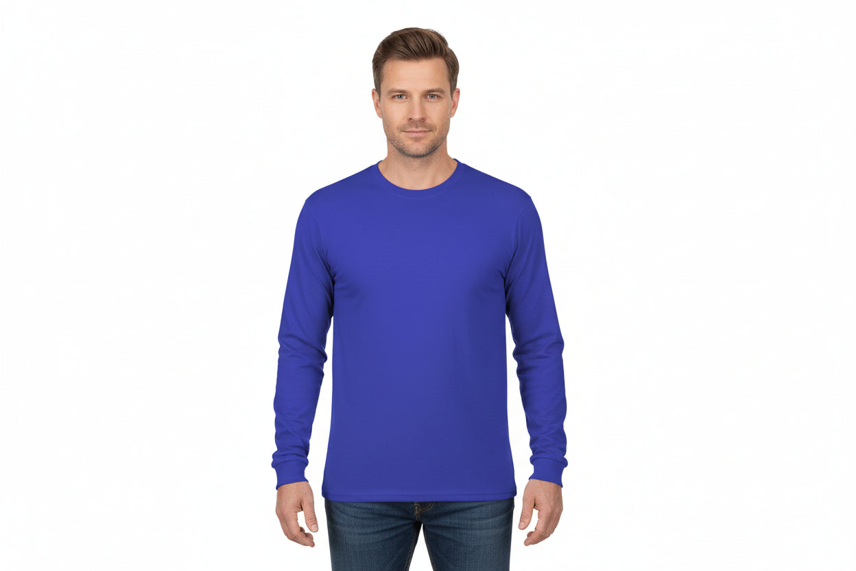 Slidstærk langærmet t-shirt til mænd i kongeblå