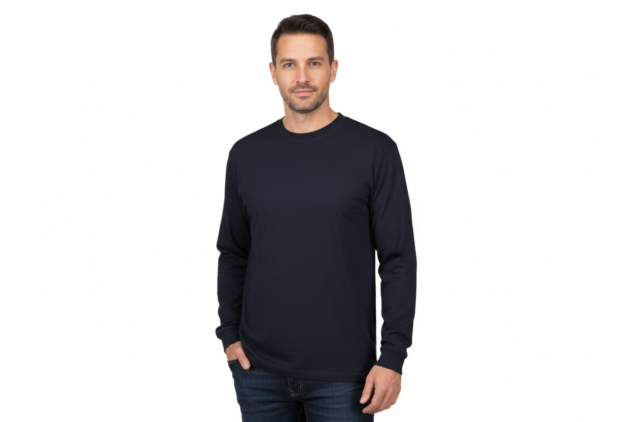 Slidstærk langærmet t-shirt til mænd i navy