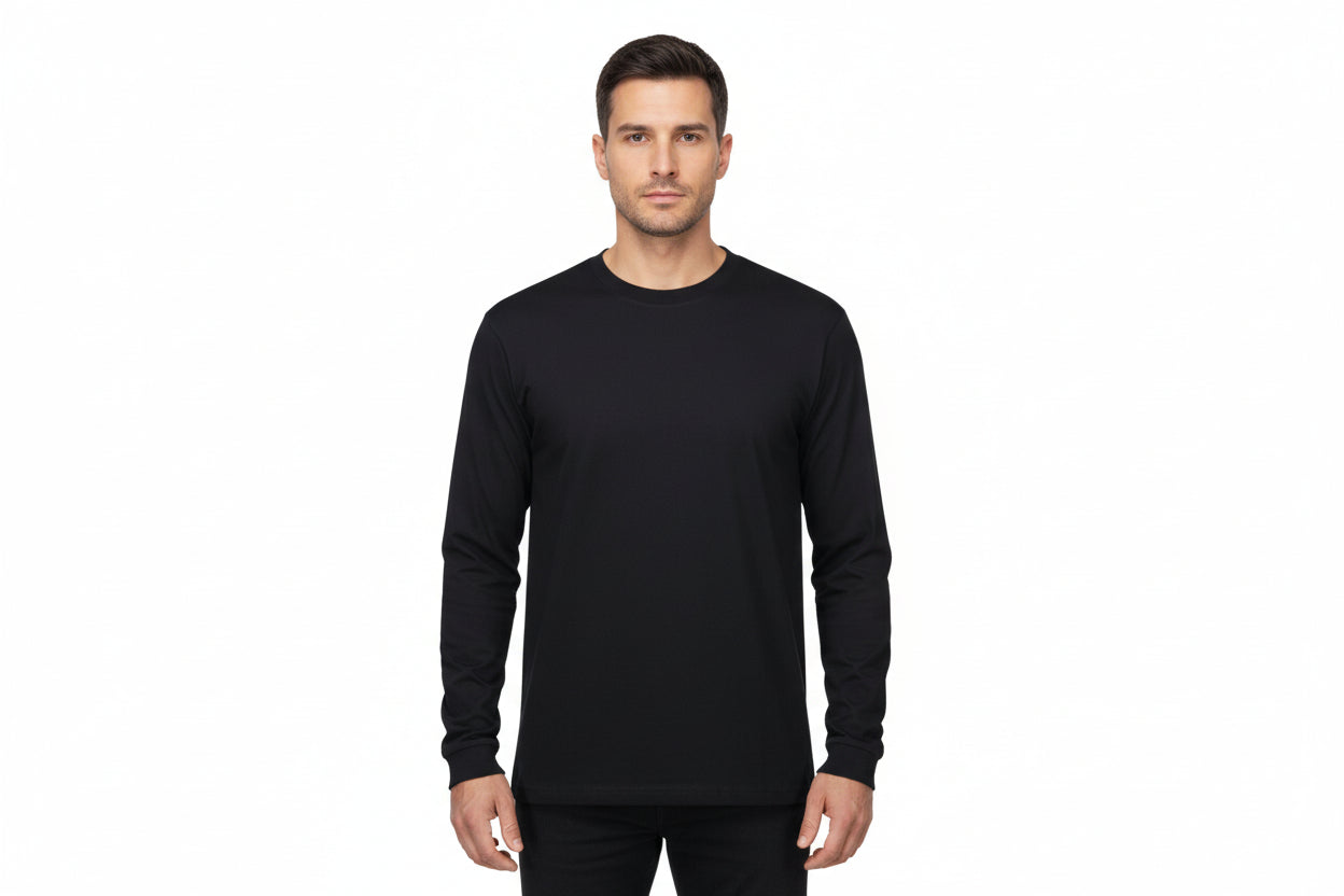 Slidstærk langærmet t-shirt til mænd i sort