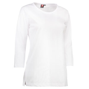 Slidstærk 3/4-ærmet dame t-shirt i hvid