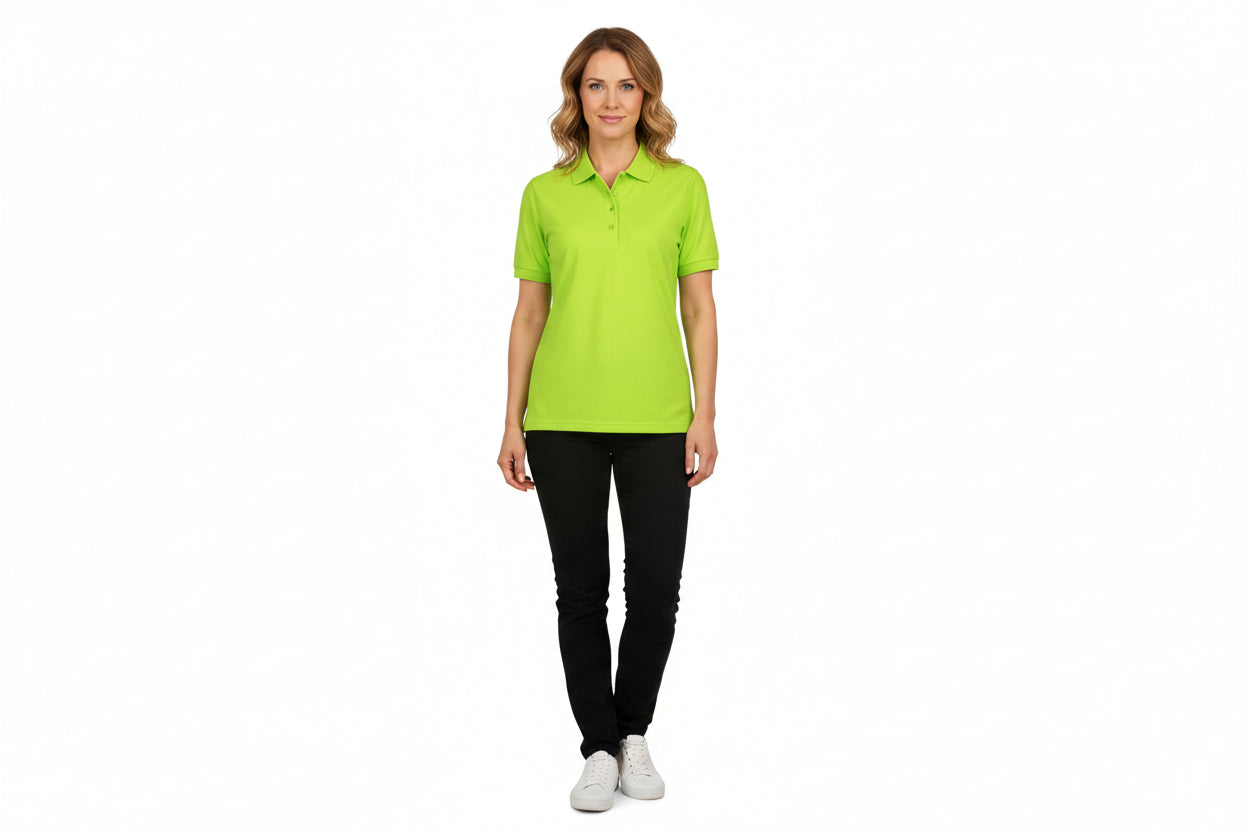 Lime farvet dame polo t-shirt i slidstærkt materiale