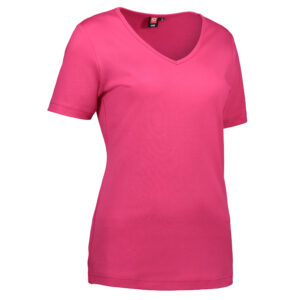 Pink dame t-shirt med v-hals
