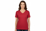 Dame t-shirt i rød med v-hals
