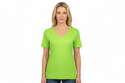 Lime farvet dame t-shirt med v-hals
