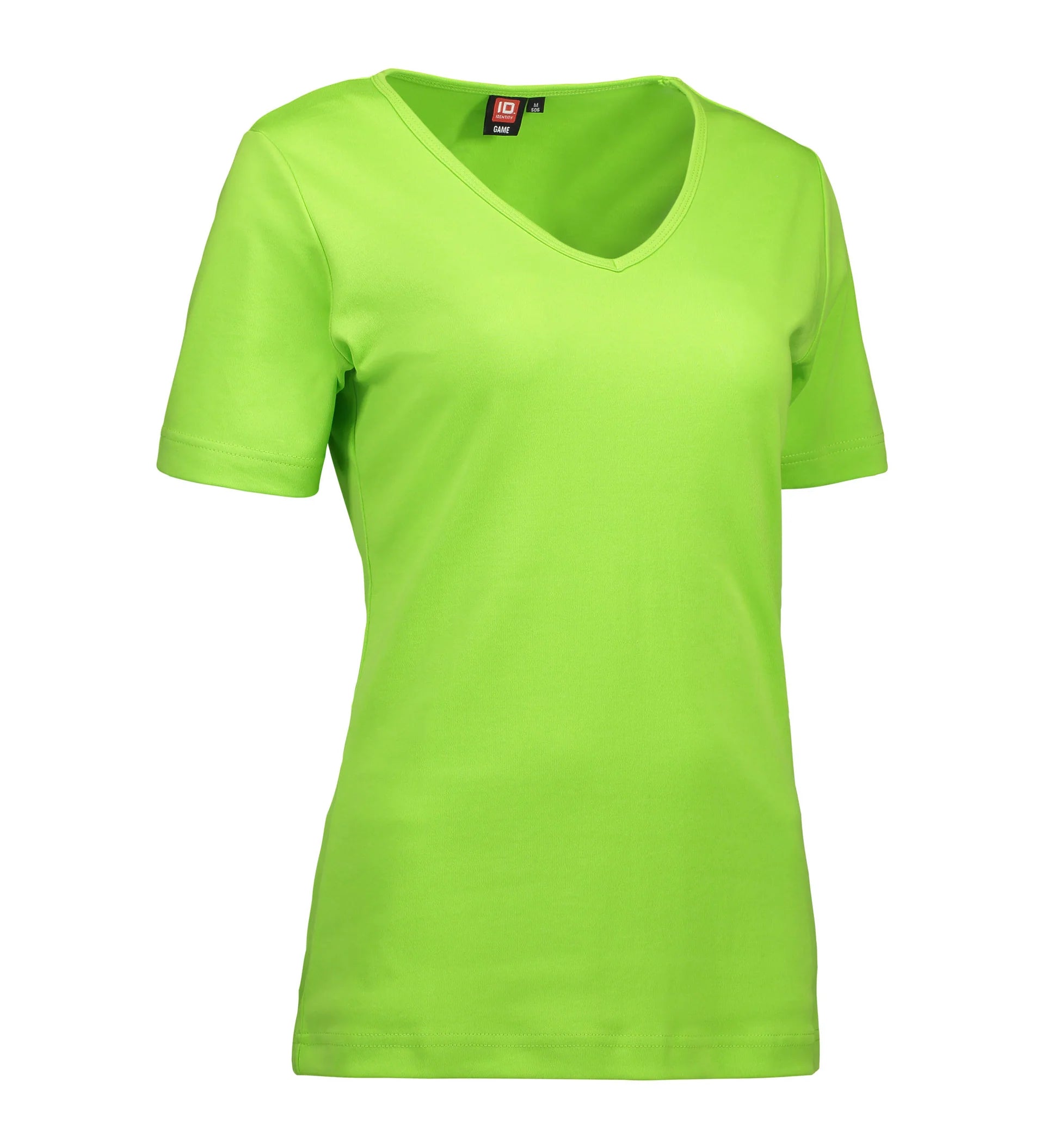 Lime farvet dame t-shirt med v-hals