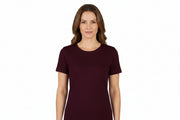 Dame t-shirt med rund hals i mørk bordeaux