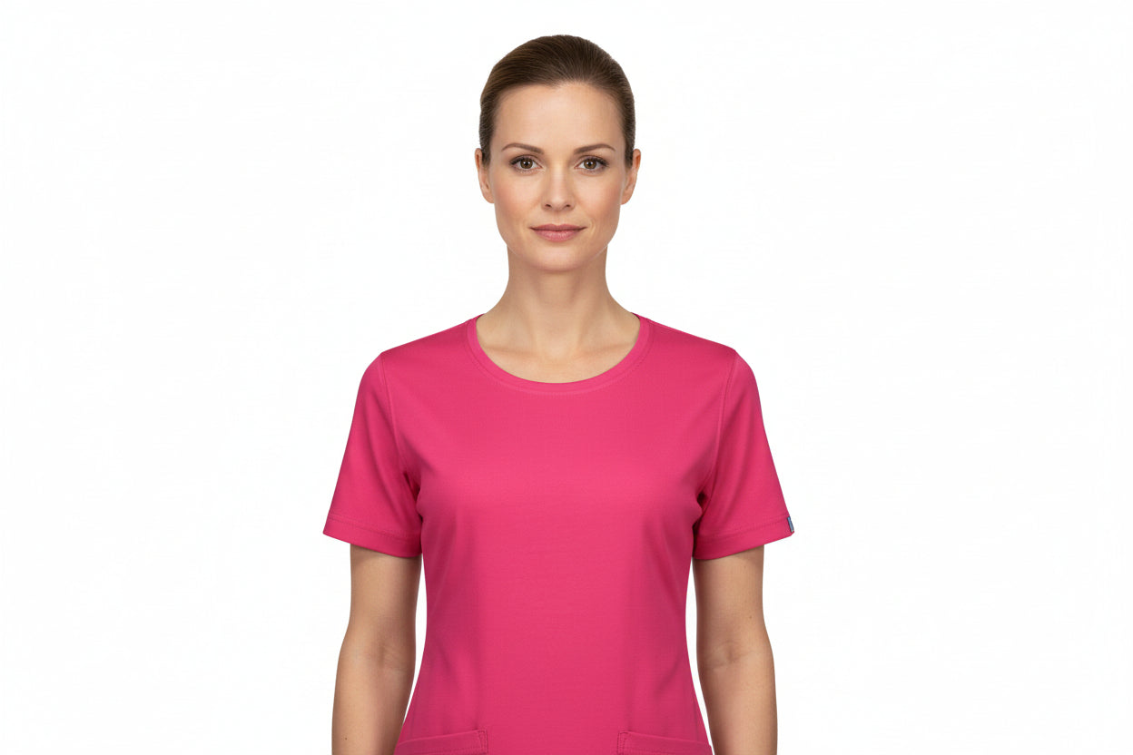 Dame t-shirt med rund hals i pink