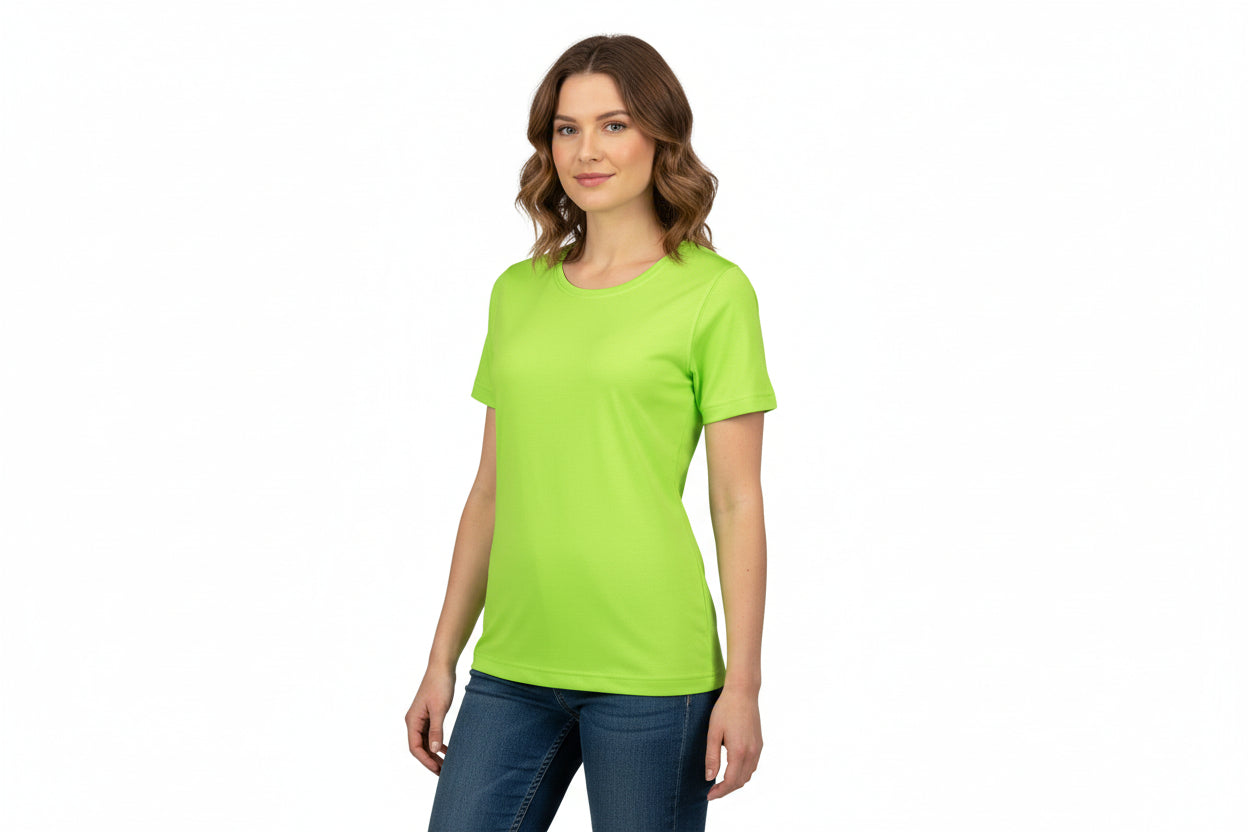 Lime farvet dame t-shirt med rund hals
