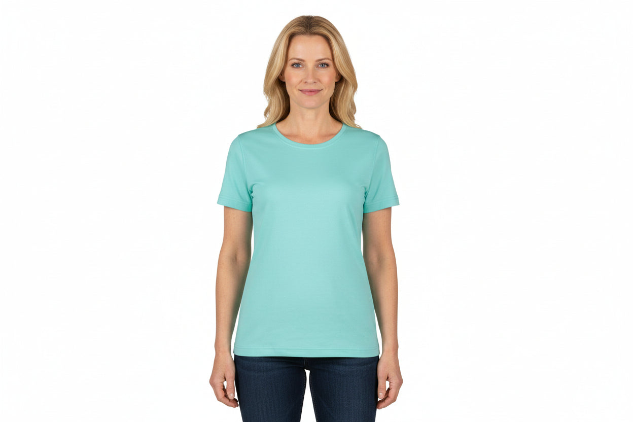 Mint farvet dame t-shirt med rund hals