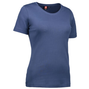 Indigo farvet t-shirt med rund hals til damer