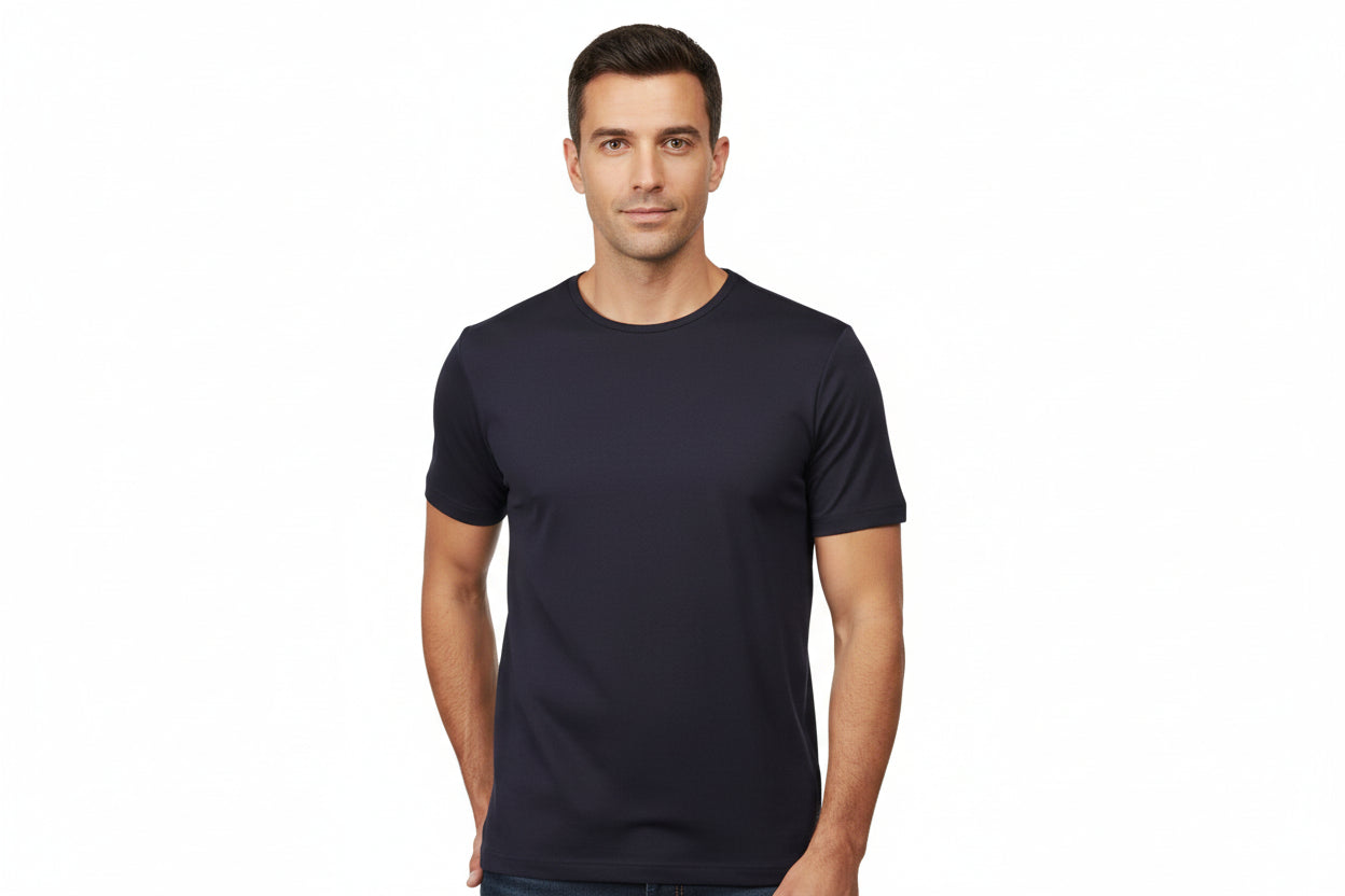 Navy t-shirt med rund hals til mænd