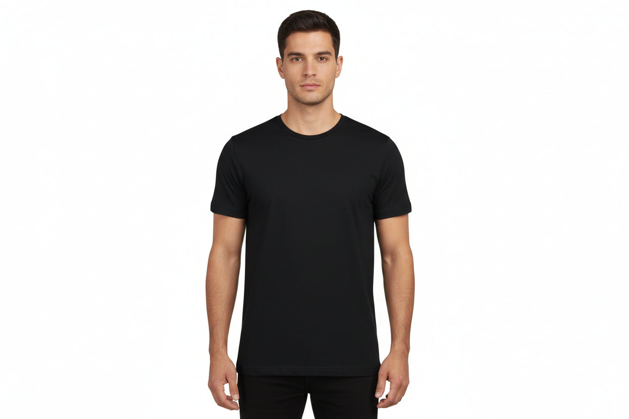 Sort t-shirt med rund hals til mænd