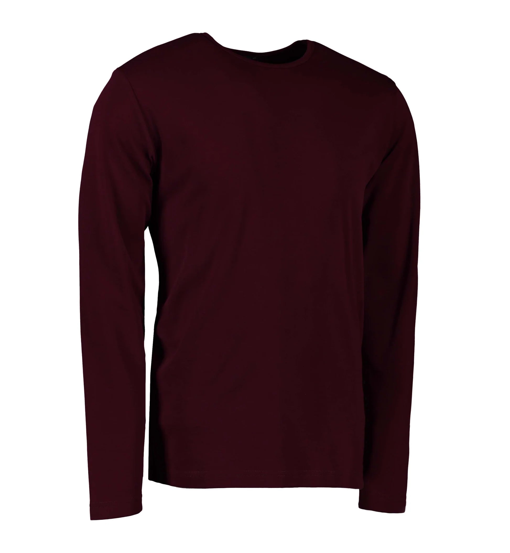 Mørk bordeaux langærmet t-shirt til mænd
