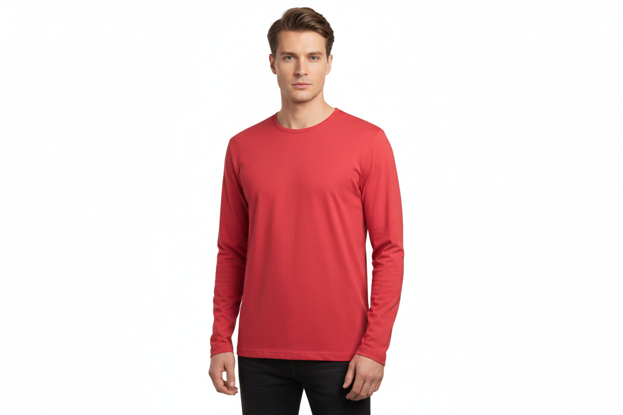 Rød langærmet t-shirt til mænd