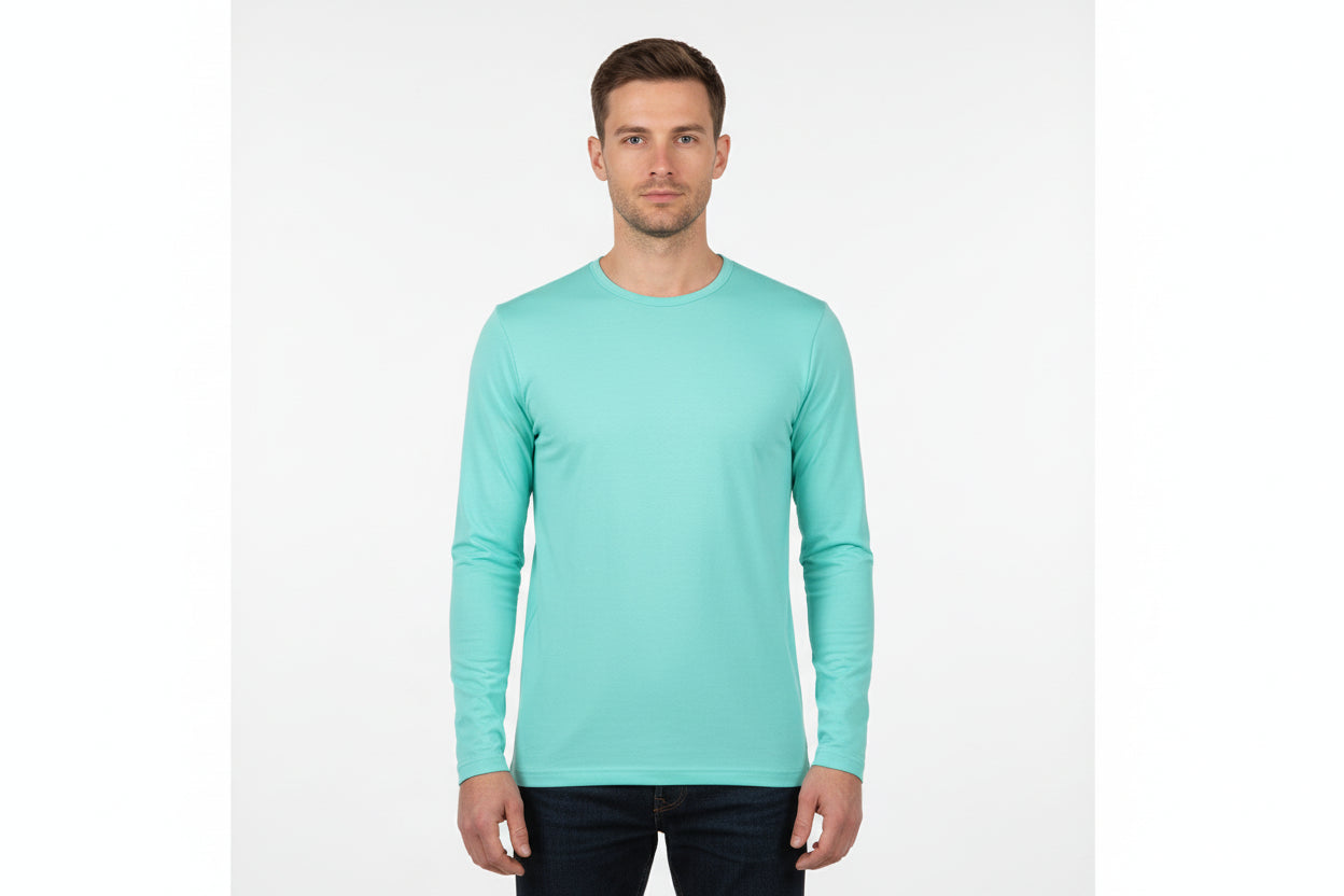 Mint farvet langærmet t-shirt til mænd