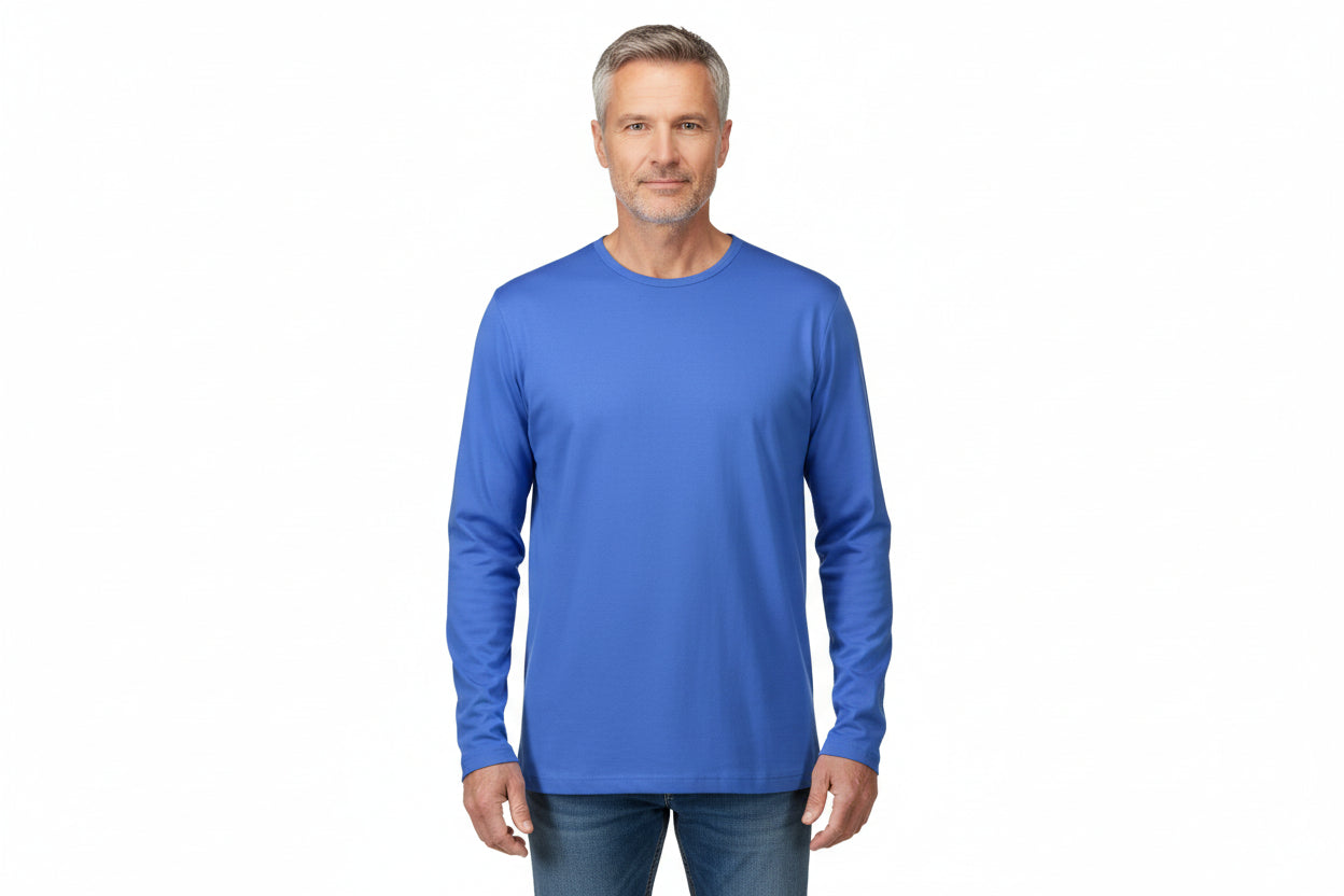 Blå langærmet t-shirt til mænd