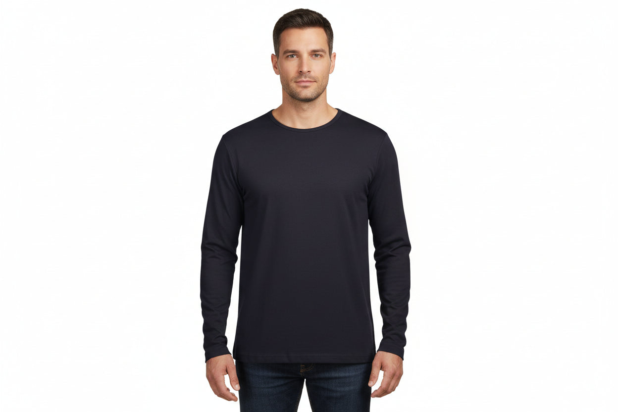 Navy langærmet t-shirt til mænd