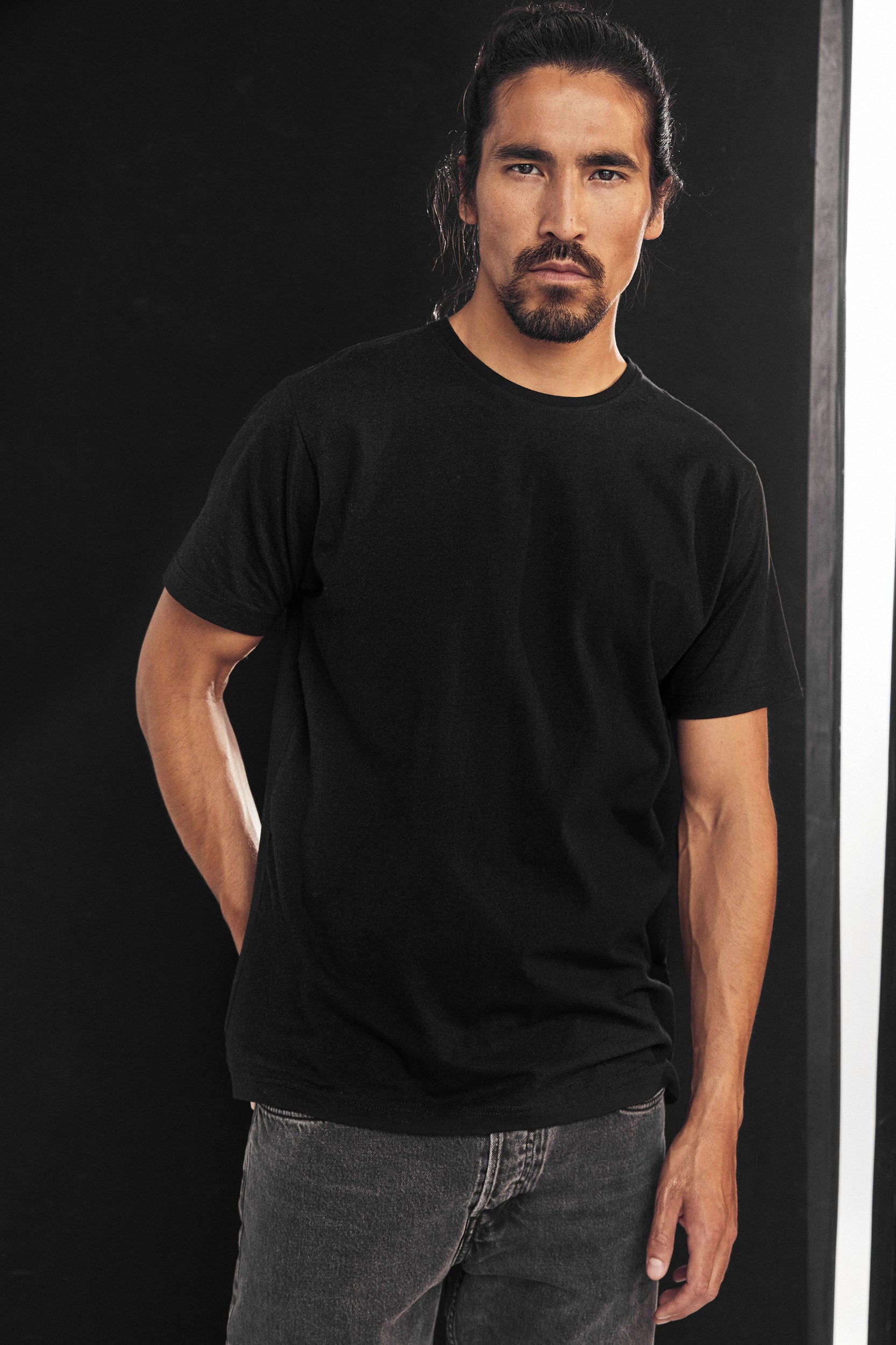 Stretch t-shirt til mænd i sort