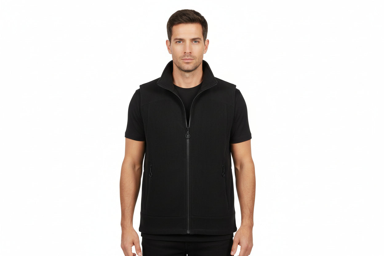 Blød fleece vest til mænd i sort