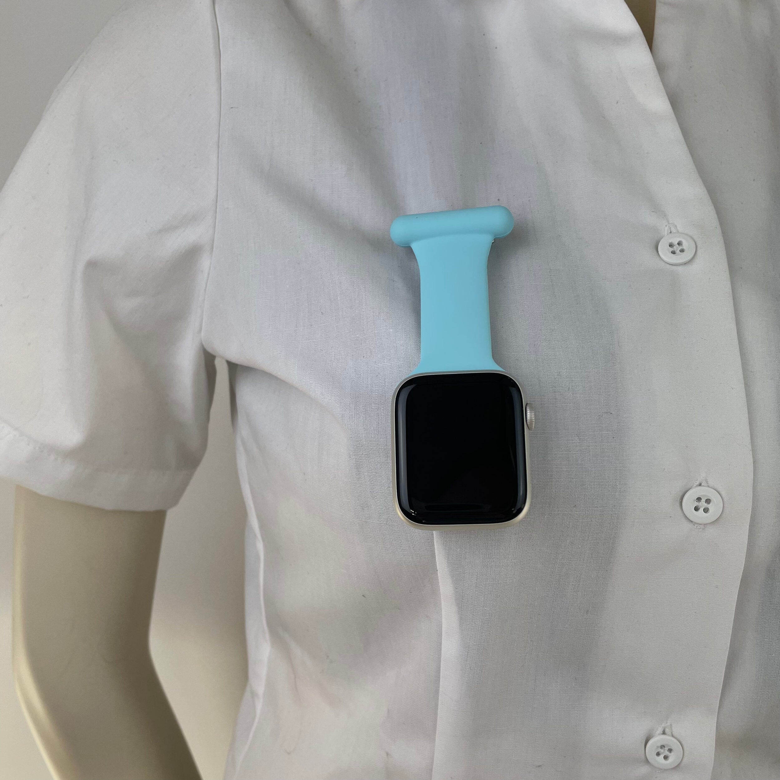 Lyseblå sygepleje silikone rem til Apple Watch